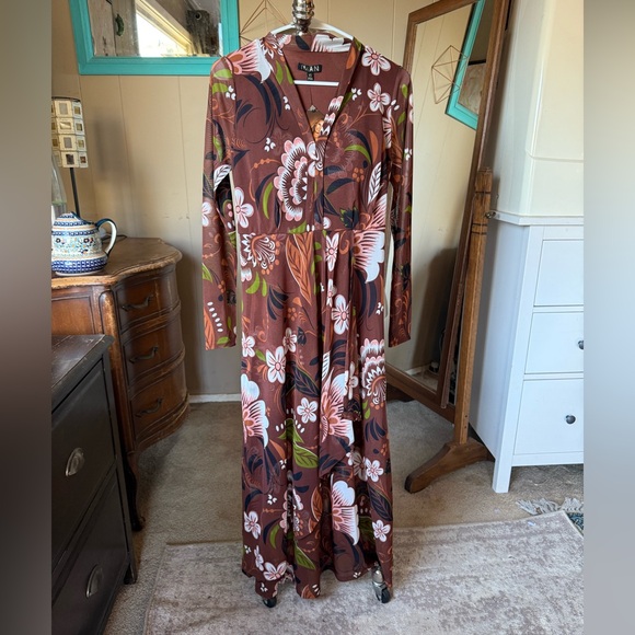 IMAN Global Chic Collection Floral Maxi dress, NEW w/tags XS - Picture 1 of 12